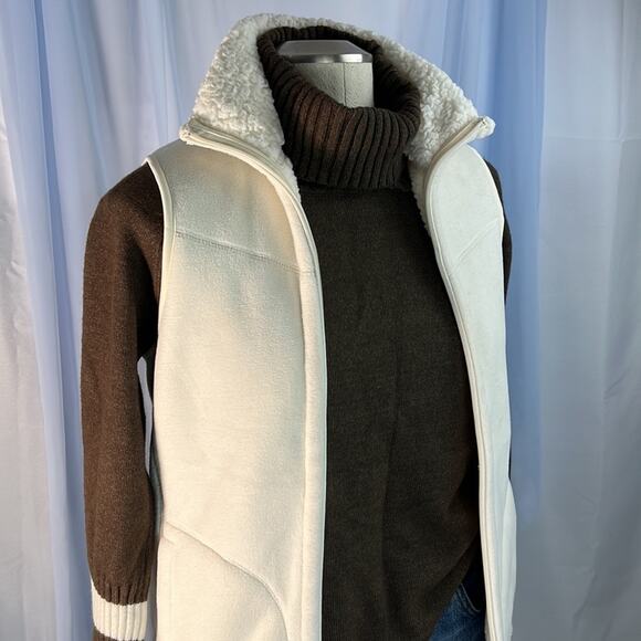 Weatherproof ivory fleece reversible zip up sleeveless vest with pockets small - Picture 2 of 7